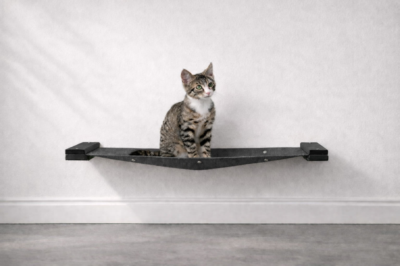 Hanging Cat Bed Hammock Onyx Bamboo Charcoal Gray Canvas 26" Cat Hammock Catastrophic Creations