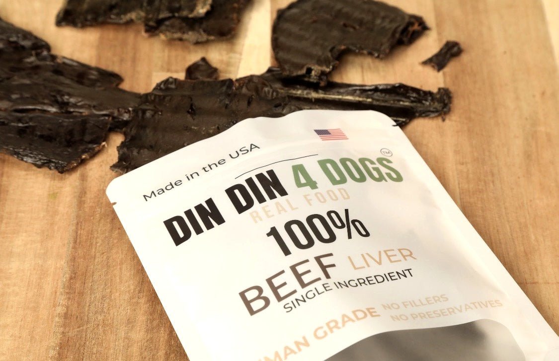 Beef Liver Dog Treats, 5 Ounce Bag, Single Ingredient, High Protein Treat Din Din 4 Dogs