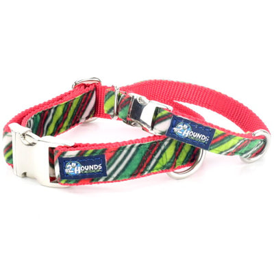 Christmas Stripe Velvet Essential Martingale Dog Collar 2 Hounds Design