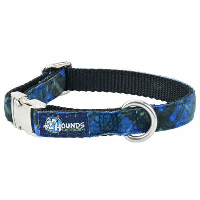 Midnight Winter Plaid Velvet Essential Dog Collar 5 8 inch wide 2 Hounds Design