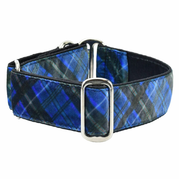 Midnight Winter Plaid Elite Velvet Dog Collar 2 Hounds Design