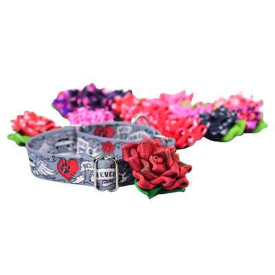 Collar Flower - Red and White Kisses 2 Hounds Design