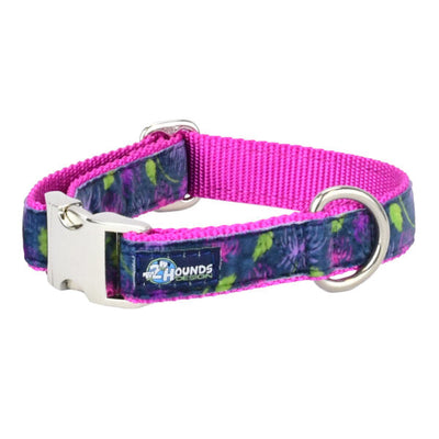 Midnight Dahlia Velvet Essential Dog Collar 1 inch wide 2 Hounds Design