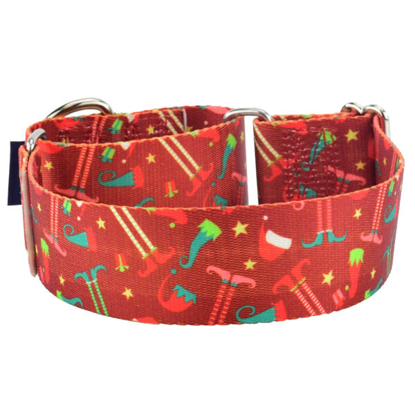 Elf Shoes Christmas Martingale Dog Collar – EarthStyle 1.5 inch 2 Hounds Design