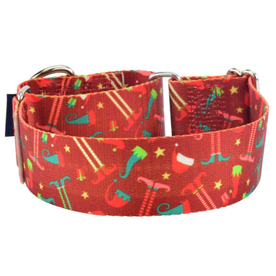 Elf Shoes Christmas Martingale Dog Collar – EarthStyle 1.5 inch 2 Hounds Design