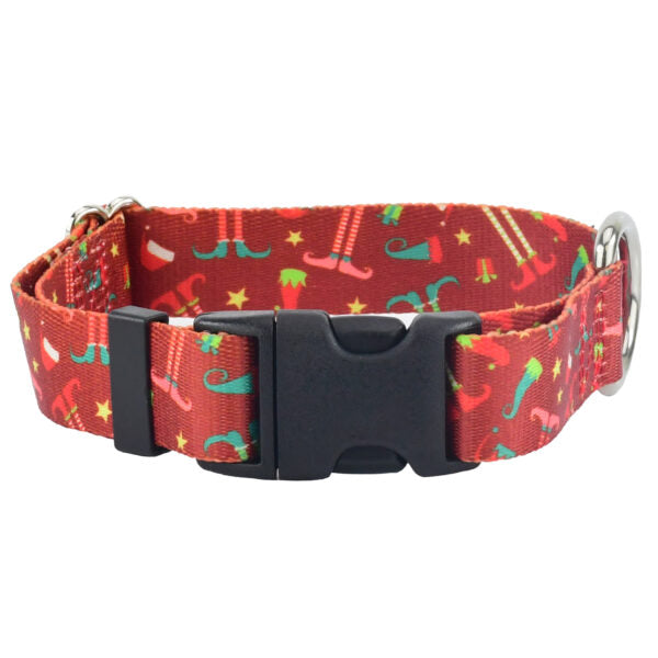 Elf Shoes Christmas Dog Collar – EarthStyle 1 inch 2 Hounds Design