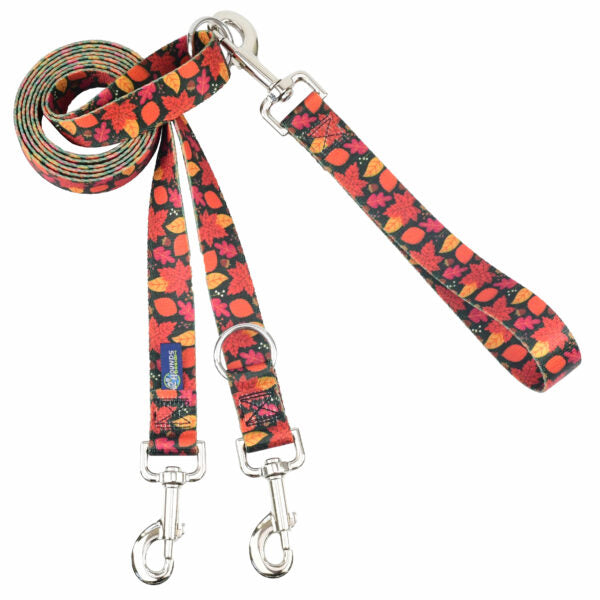 Falling Leaves Double Connection Leash – EarthStyle Euro Leash (longer version) 2 Hounds Design