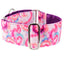 Pink Tie-Dye Elite Velvet Martingale Dog Collar 2 inch wide 2 Hounds Design