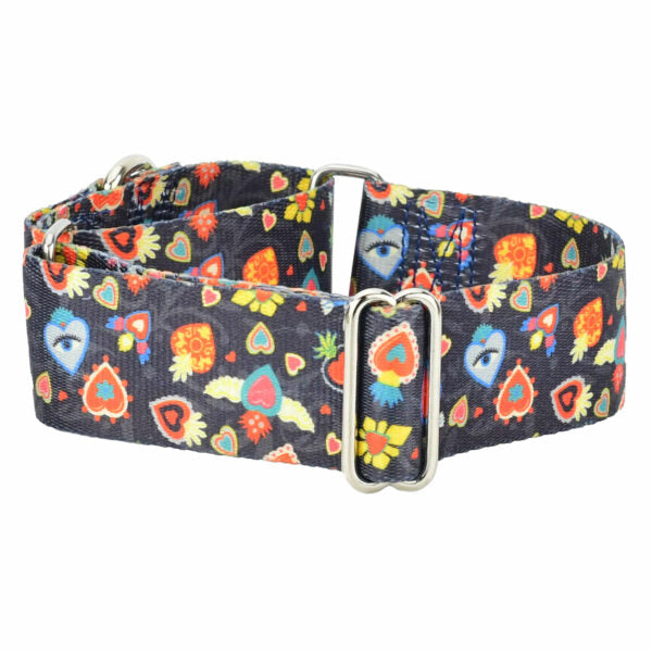 Gothic Hearts Martingale Dog Collar – EarthStyle 1.5 inch 2 Hounds Design