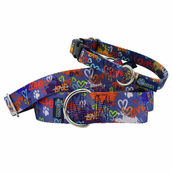 Love Graffiti Blue Dog Collar – EarthStyle 2 Hounds Design