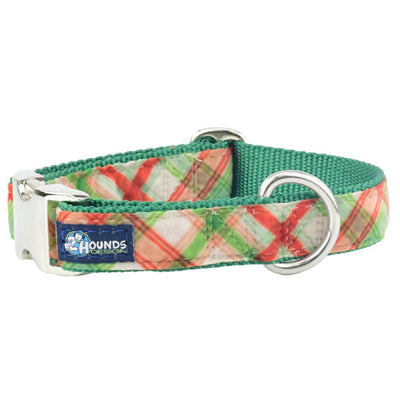 Christmas Plaid Cream Velvet Essential Dog Collar (1″ Only) 2 Hounds Design