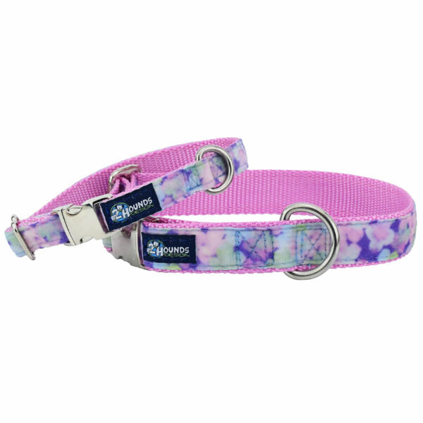 Hydrangea Velvet Essential Buckle Martingale Dog Collar 2 Hounds Design