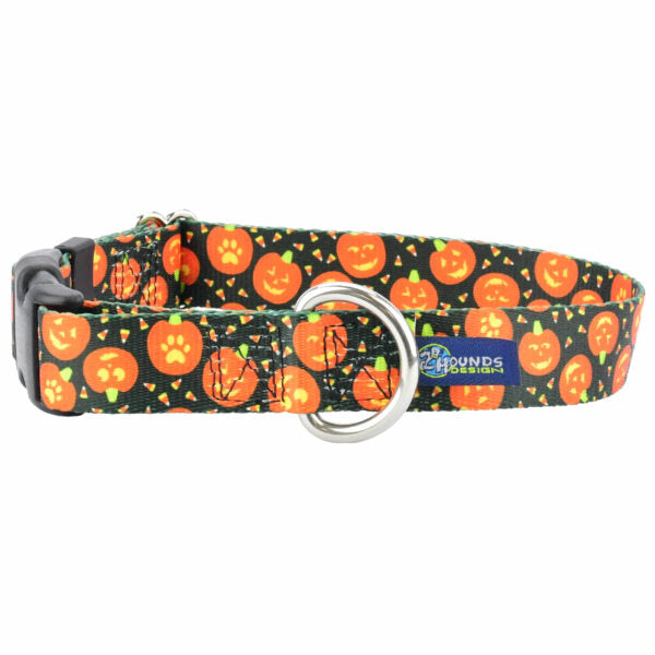 Jack O Lantern Dog Collar – EarthStyle 1 inch 2 Hounds Design