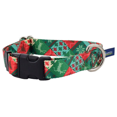 Christmas Patchwork Dog Collar – EarthStyle 1 inch 2 Hounds Design