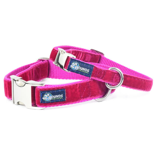Raspberry Velvet Essential Martingale Dog Collar 2 Hounds Design