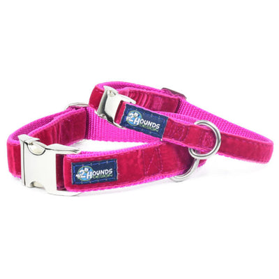 Raspberry Velvet Essential Martingale Dog Collar 2 Hounds Design