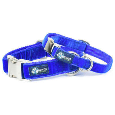 Royal Blue Velvet Essential Dog Collar 2 Hounds Design