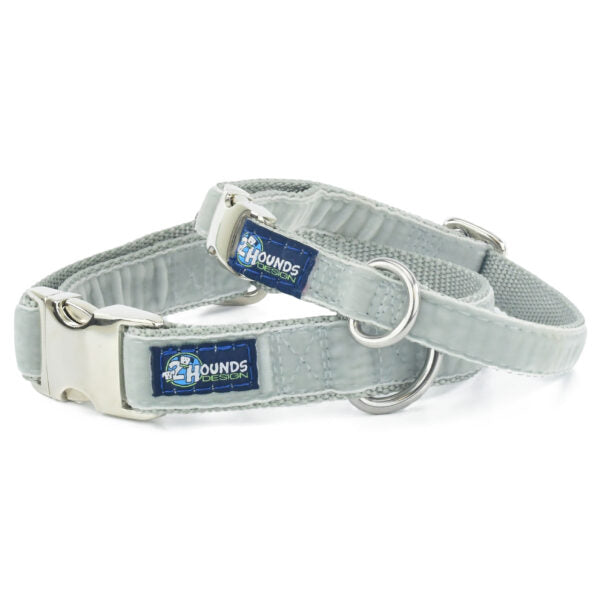 Silver Velvet Essential Dog Collar 2 Hounds Design