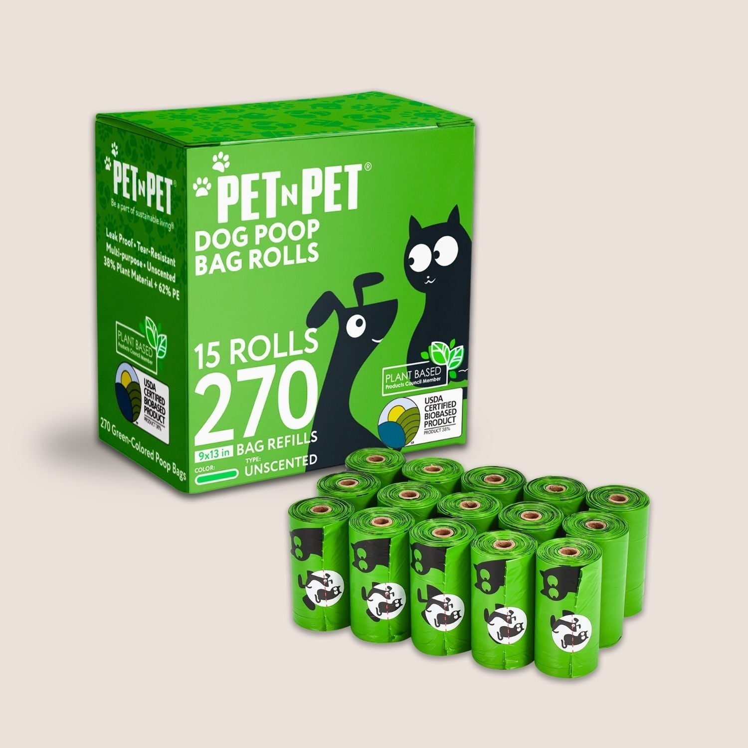 41% Plant-based Poop Bags 270 Bags Pet Waste Bags Pet N Pet ®