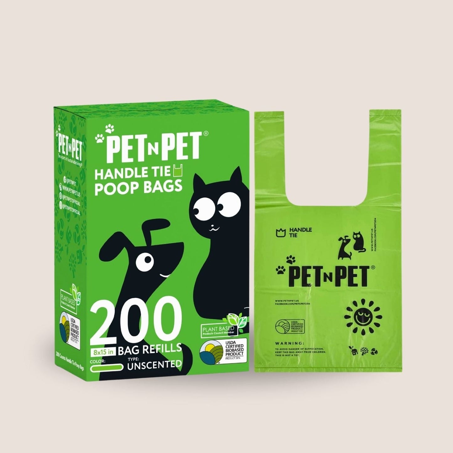 Handle Tie Dog Poop Bags 200 Bags Pet Waste Bags Pet N Pet ®