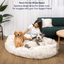 PupCloud™ Human-Size Faux Fur Memory Foam Dog Bed - White with Brown Accents Paw