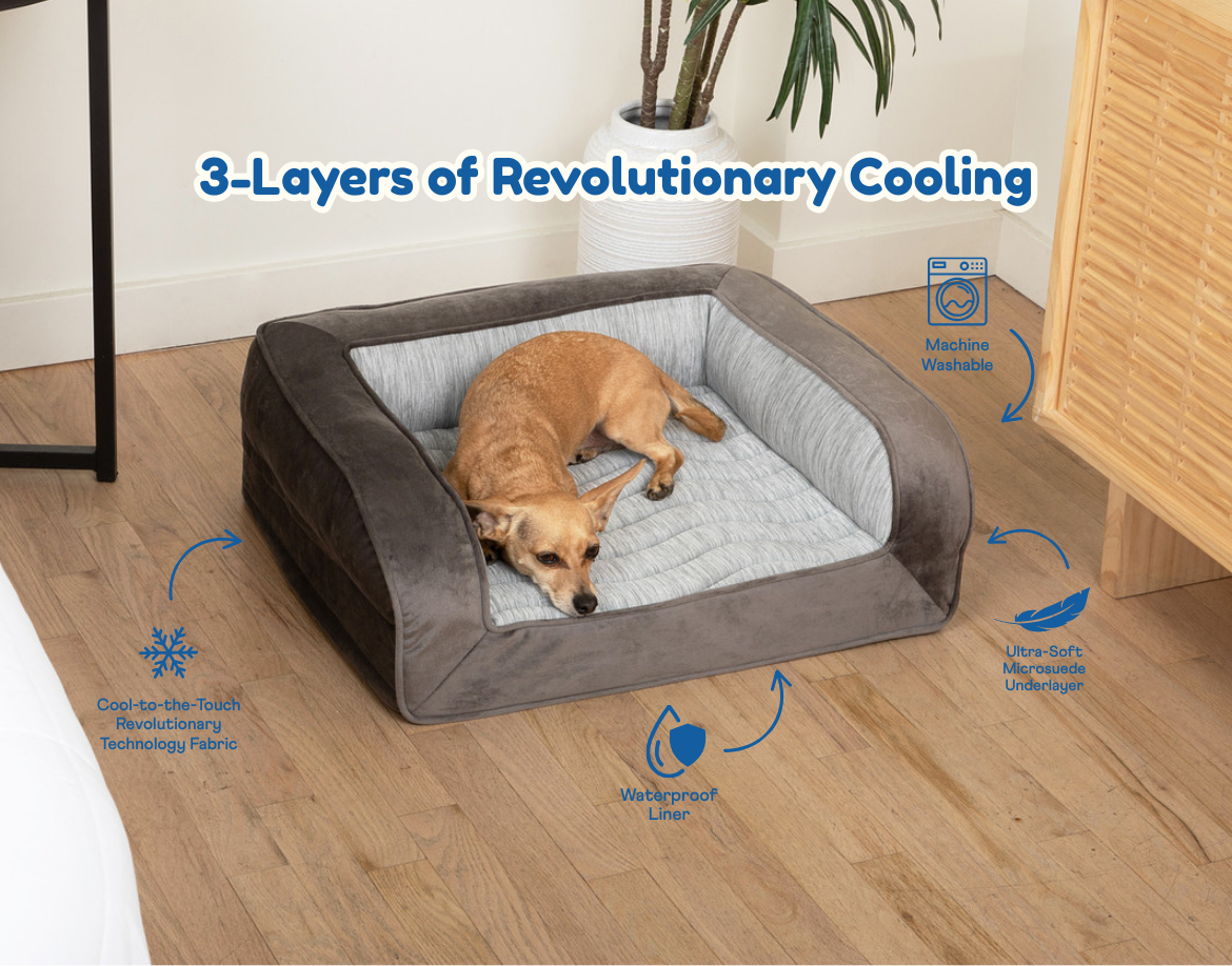 PupChill™ Cooling Bolster Dog Bed Paw