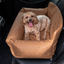 PupProtector™ Faux Cool-to-Touch Vegan Leather Memory Foam Dog Car Bed - Camel Travel Paw.com