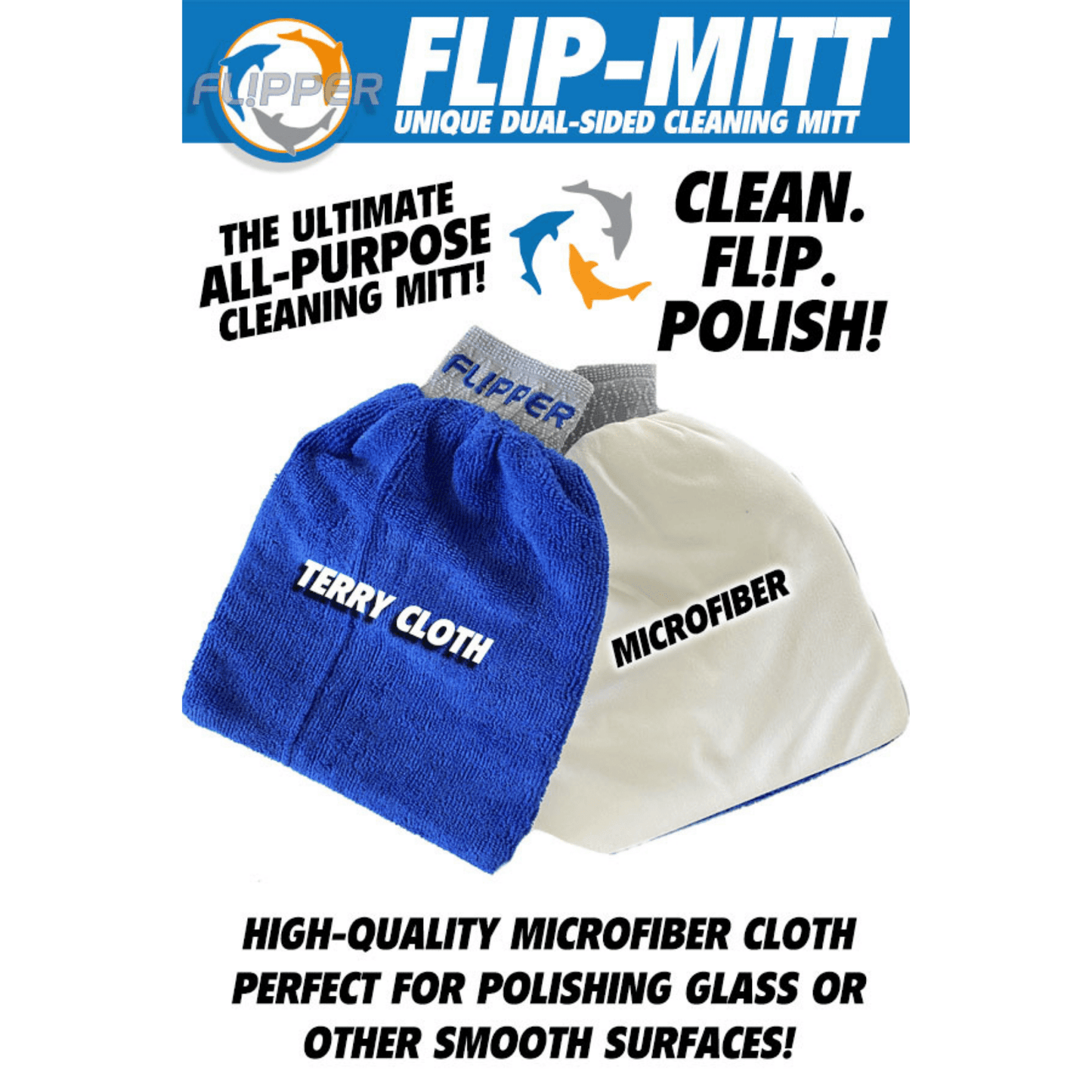 Flipper 2-in-1 Microfiber Aquarium Cleaning Mitt 2 Pack Flipper Accessories Flipper Aquarium Products
