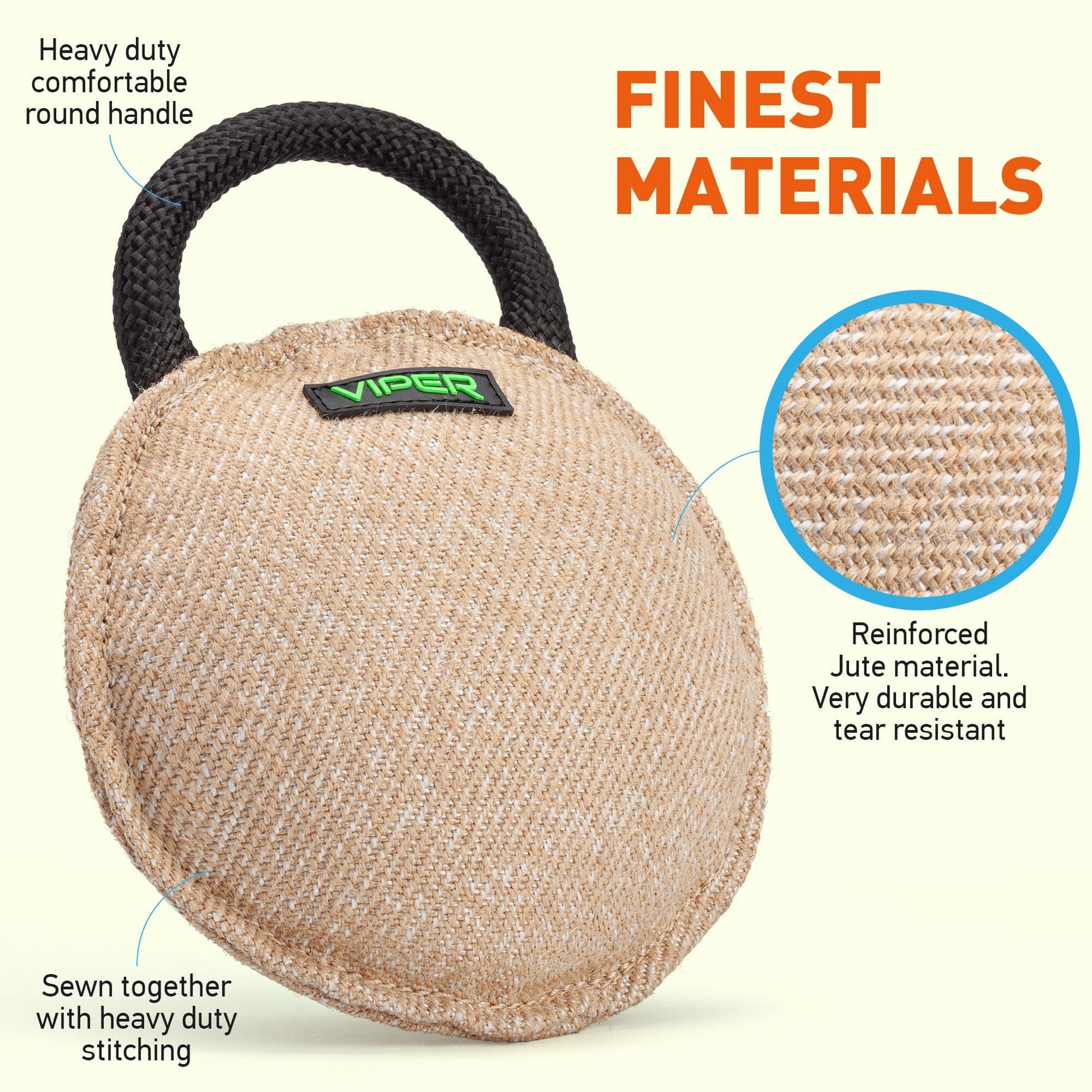 Viper Jute Round Bite Pillow Dog Toys Dogline