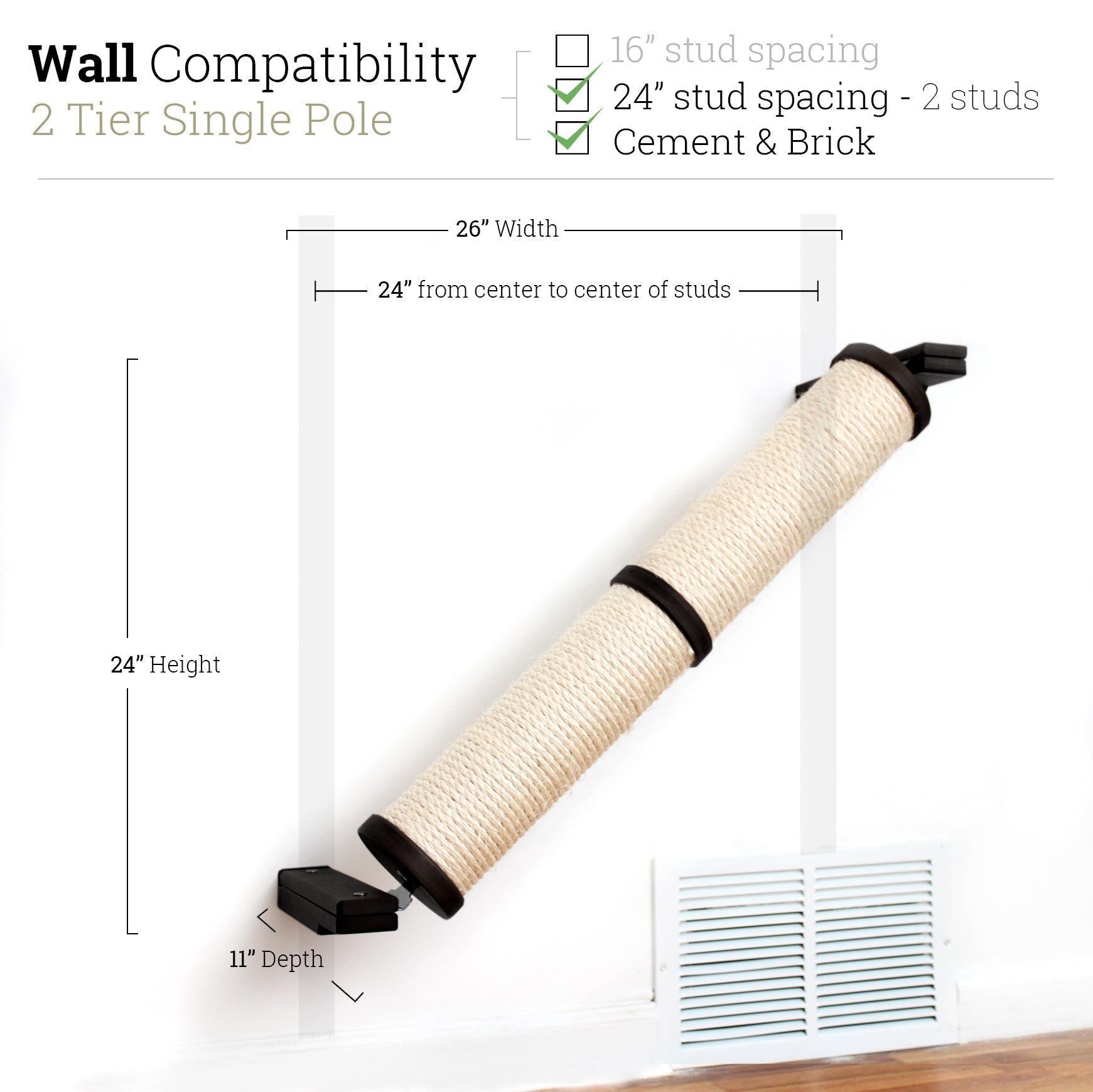 Slanted Cat Scratcher for Wall Onyx Bamboo 2-Tier Single None Cat Scratcher Catastrophic Creations