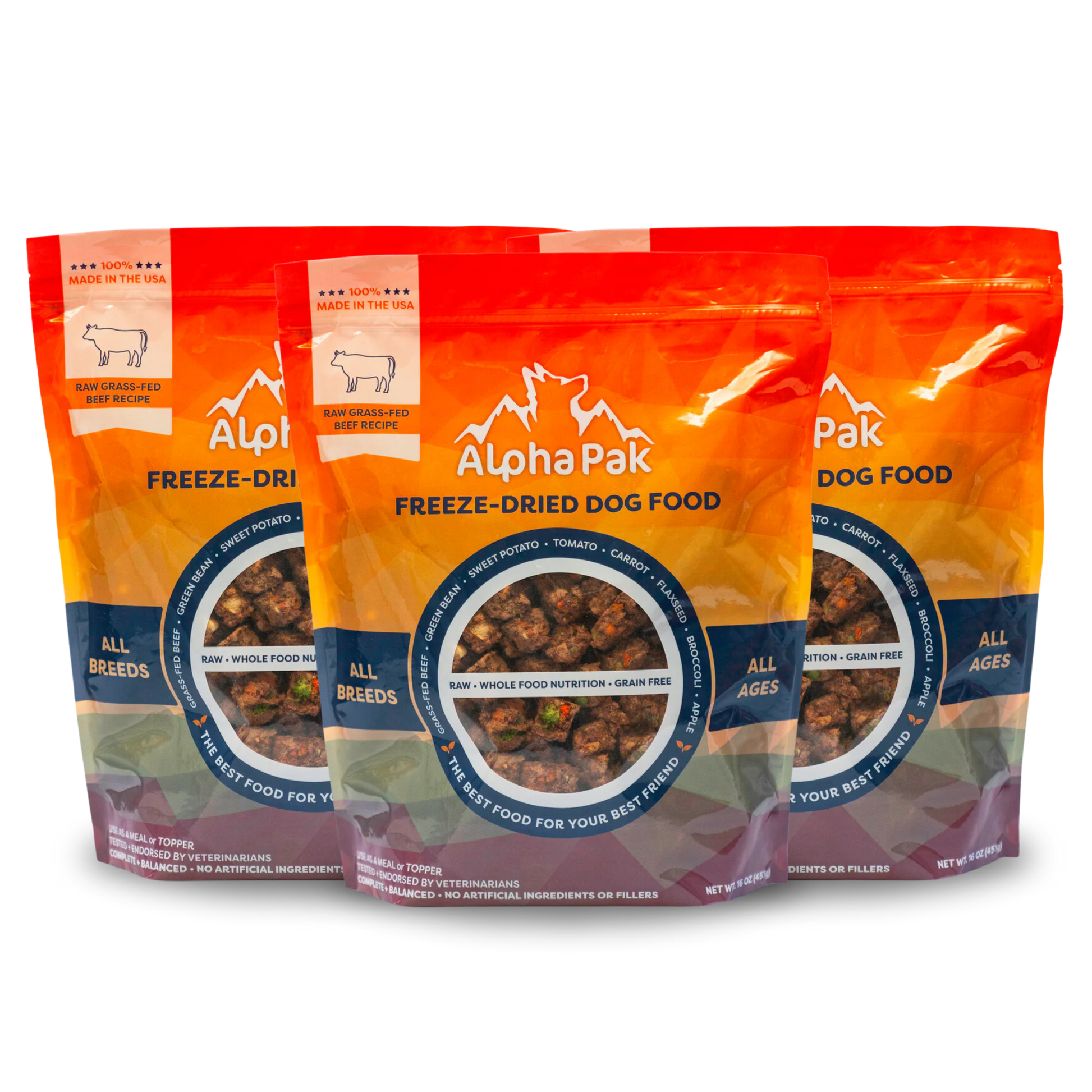 PREMIUM RAW FREEZE DRIED DOG FOOD BEEF 3 Bags freeze dried dog food Alpha Pak