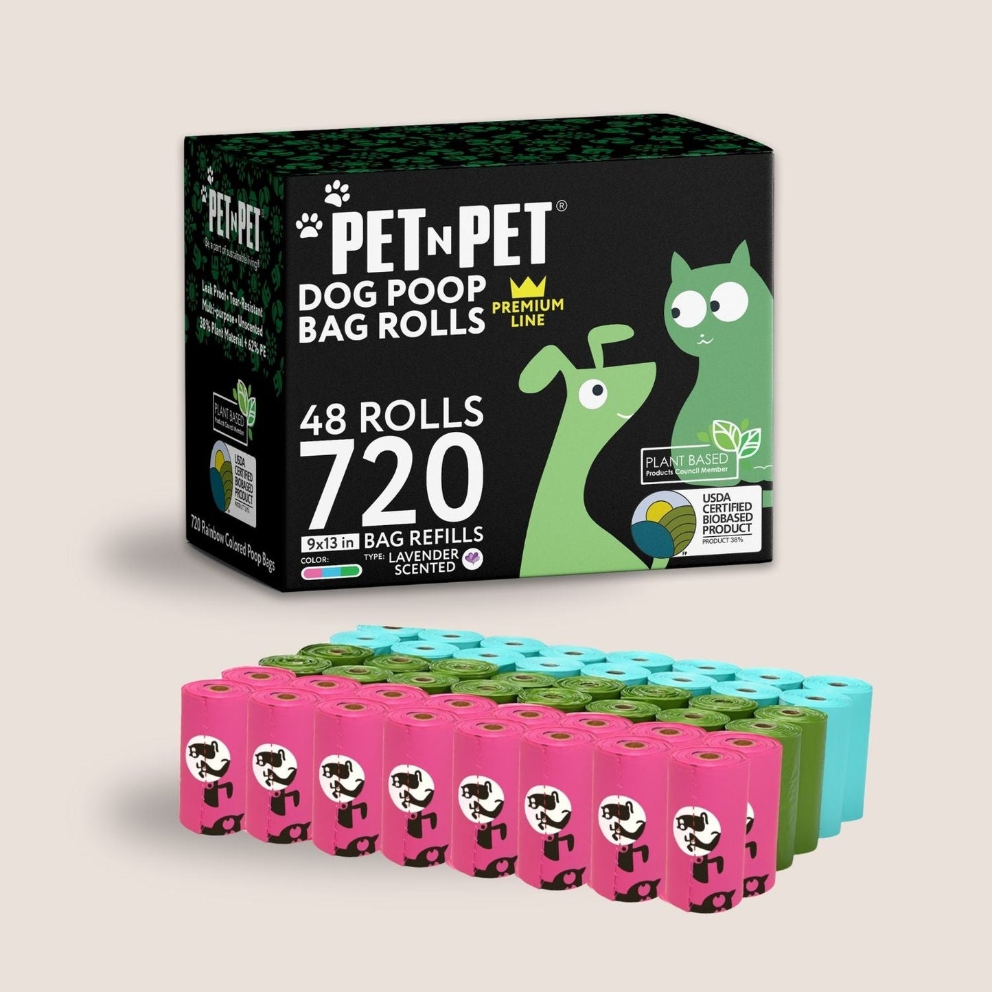 Lavender-Scented Colorful Poop Bags 720 Pet Waste Bags Pet N Pet ®