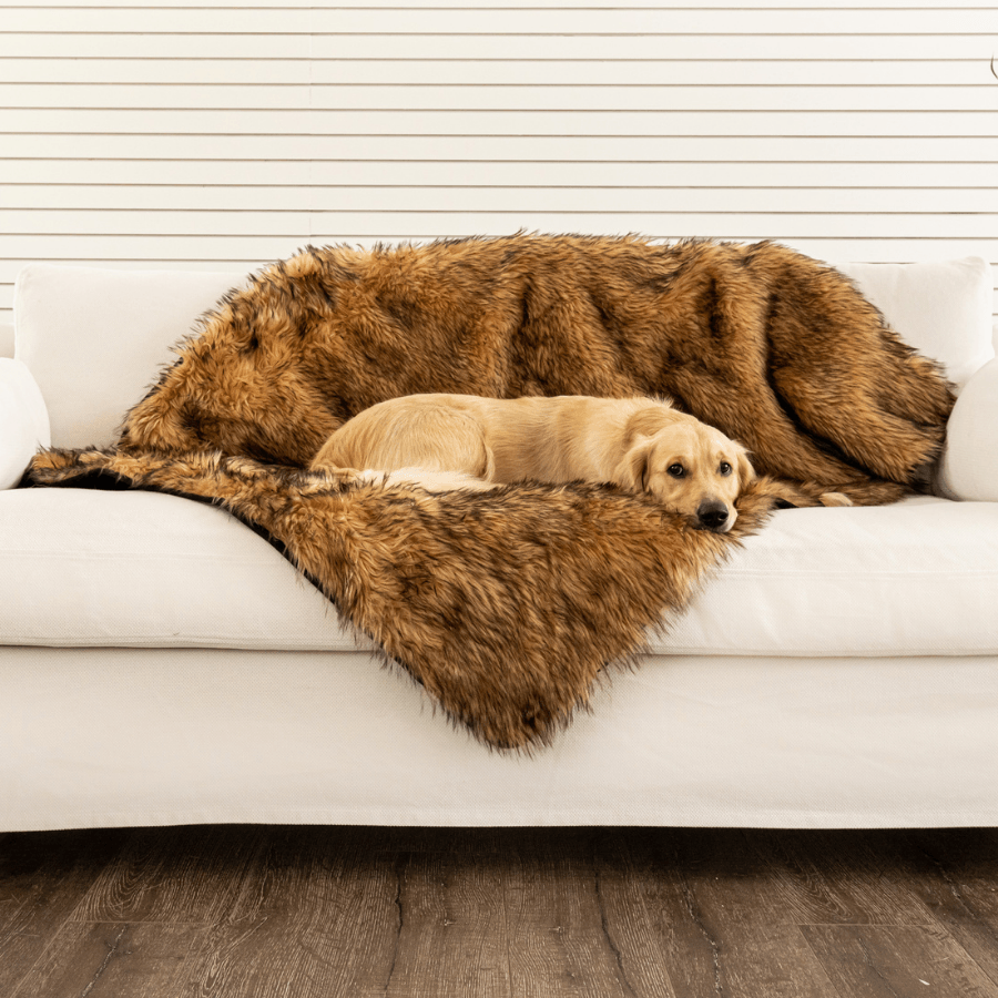 PupProtector™ Waterproof Throw Blanket - Sable Tan Dog Blanket Paw