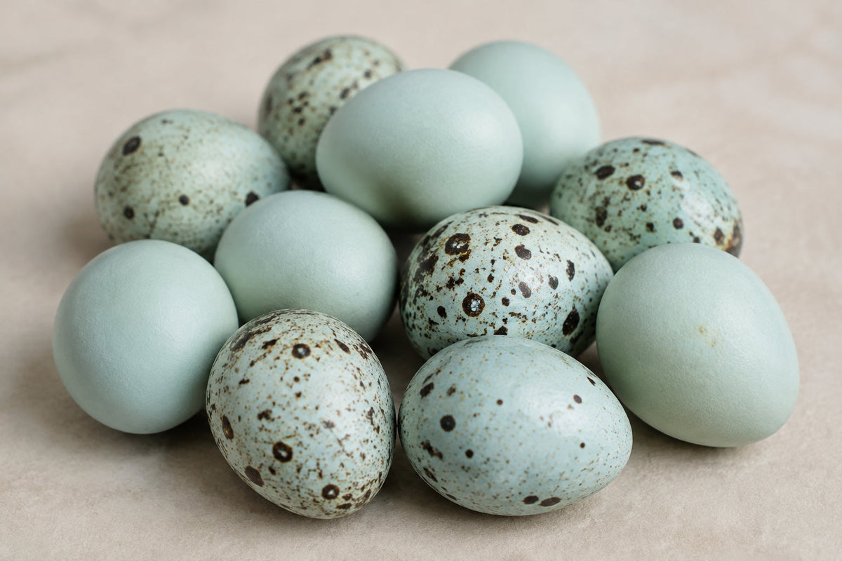 Jumbo Celadon Coturnix Hatching Eggs - true blue layers Buddys Hatchery