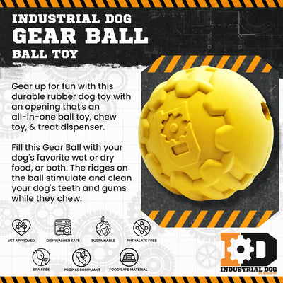 Industrial Dog Ball Rubber Chew Toy for Heavy Chewers | Yellow | USA Made | SodaPup Rubber Dog Toys SodaPup/True Dogs, LLC