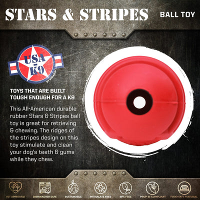USA-K9 Stars and Stripes Rubber Dog Toy | K9 Handler Reward Toy | Red | USA Made Rubber Dog Toys SodaPup/True Dogs, LLC