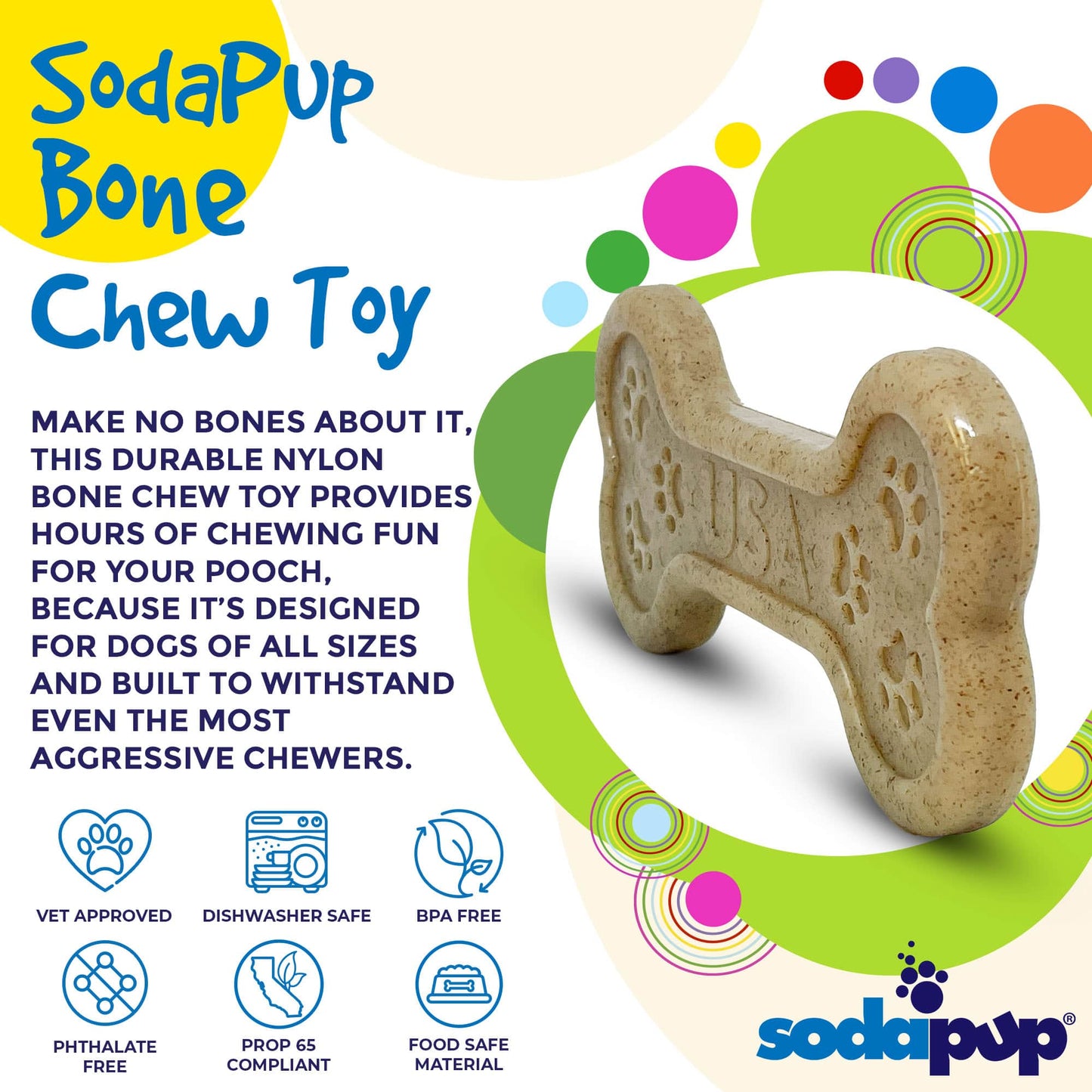 Bone eChew Ultra Durable Nylon Dog Chew Toy for Aggressive Chewers | USA Made Nylon Dog Toys SodaPup/True Dogs, LLC