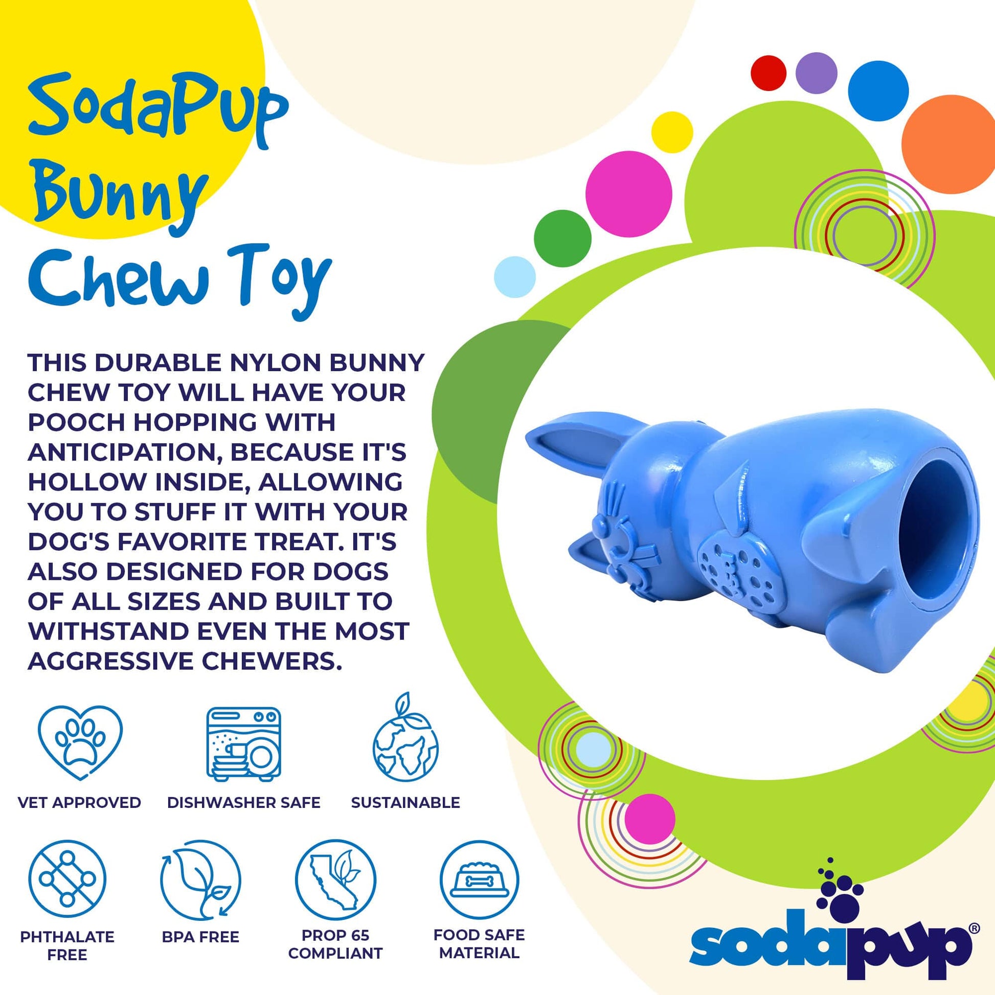 Bunny Nylon Chew Toy for Aggressive Chewers | Durable & USA Made Nylon Dog Toys SodaPup/True Dogs, LLC