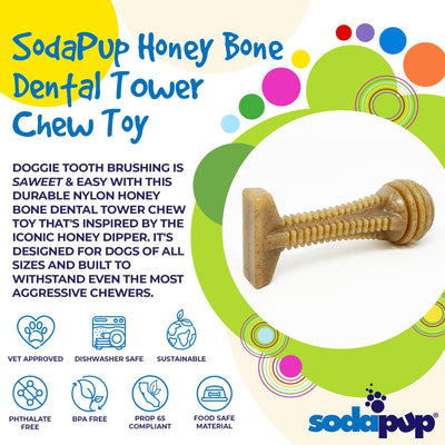 Honey Bone Dental Tower Nylon Chew Toy for Aggressive Chewers | USA Made Nylon Dog Toys SodaPup/True Dogs, LLC