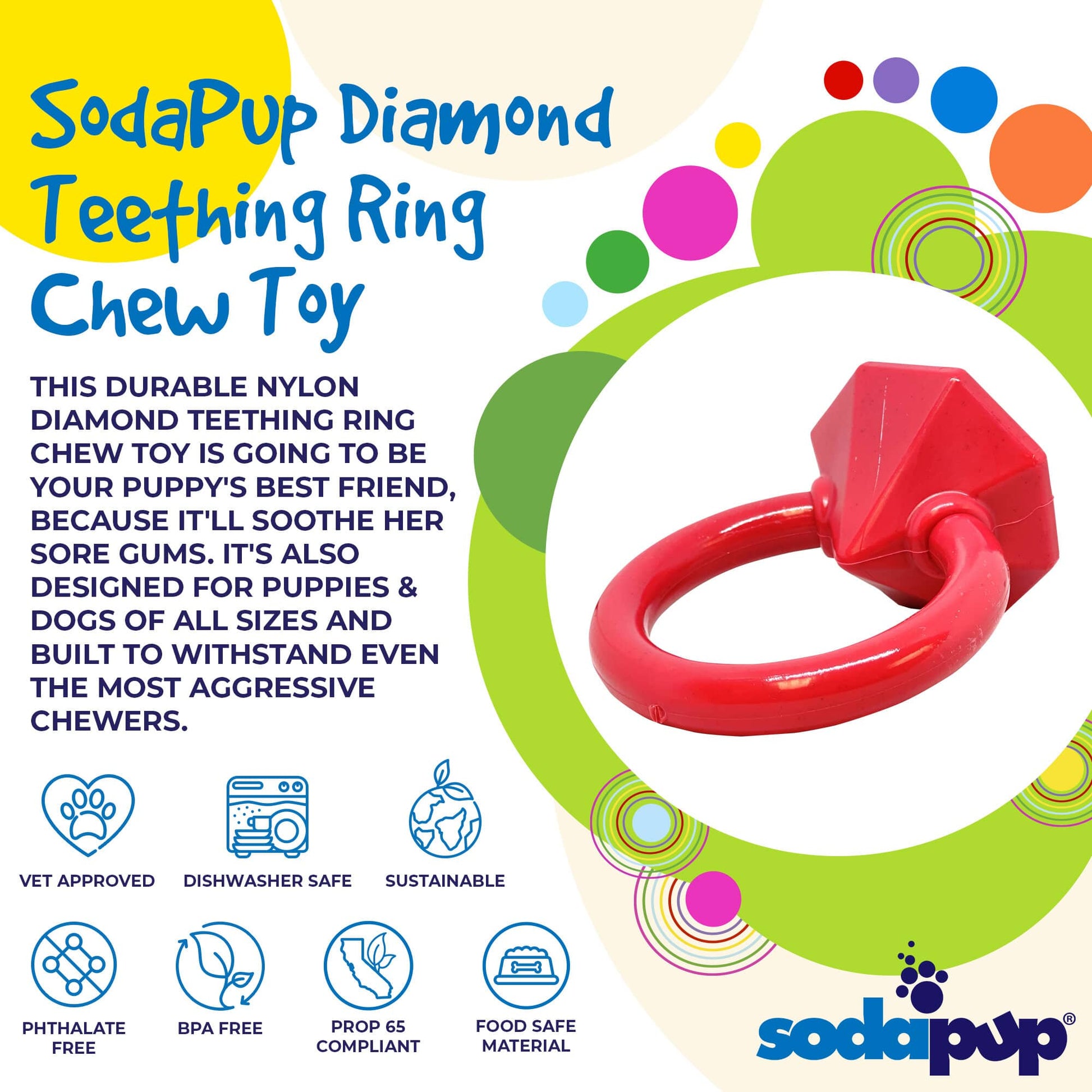 Diamond Ring Nylon Teething Ring for Puppies | Durable & USA Made Nylon Dog Toys SodaPup/True Dogs, LLC