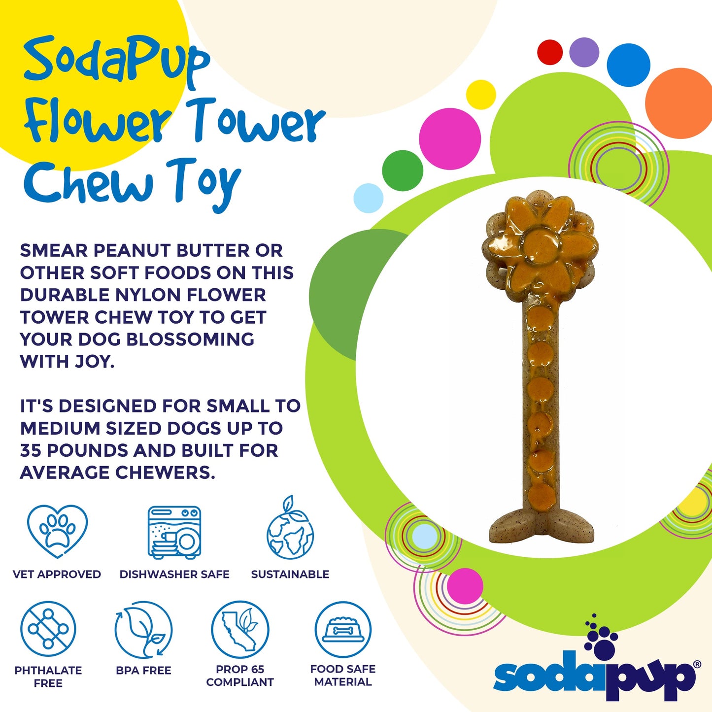 Flower Tower Nylon Chew Toy for Aggressive Chewers - USA Made Enrichment Toy Nylon Dog Toys SodaPup/True Dogs, LLC
