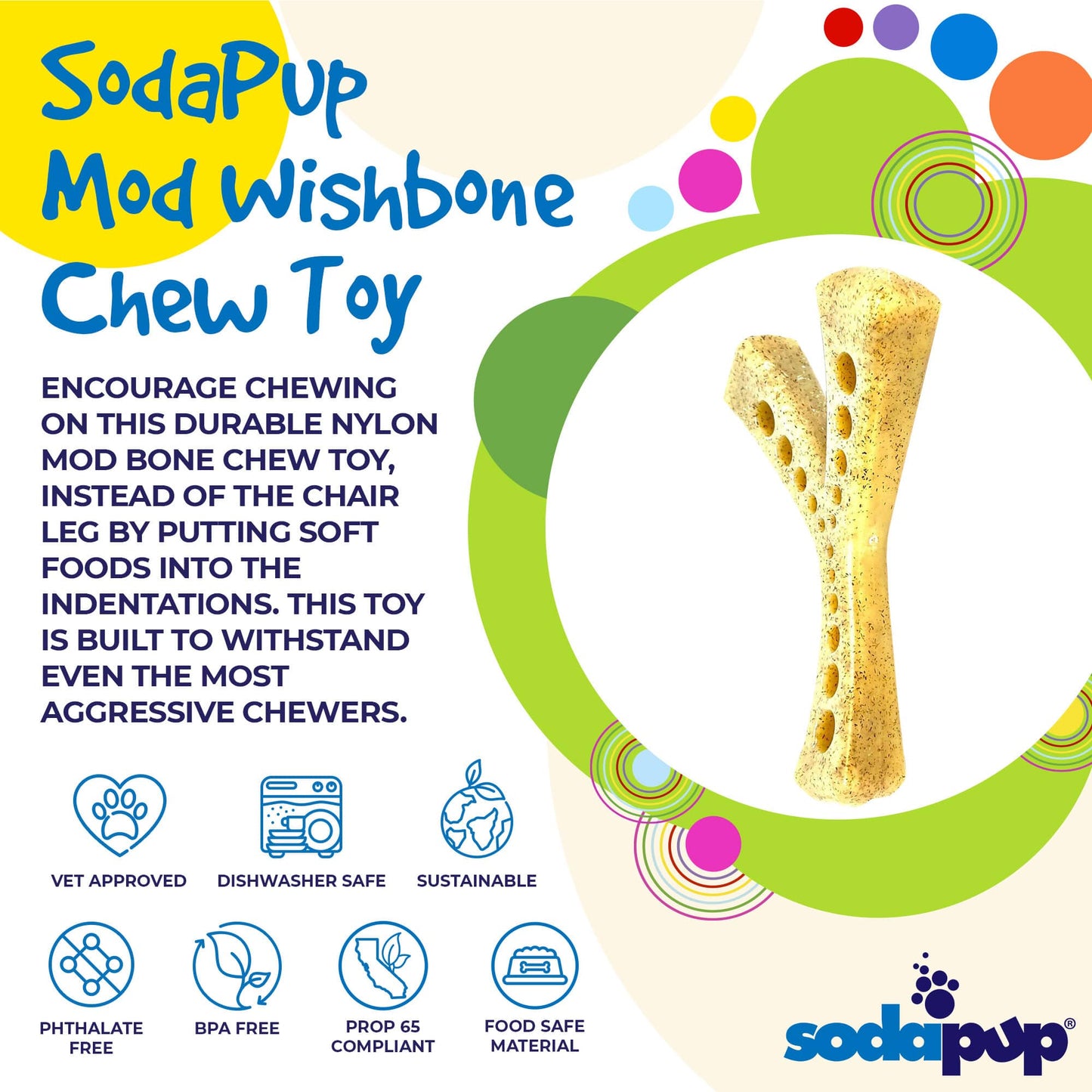 MOD Wishbone Nylon Dog Chew Toy for Aggressive Chewers | USA Made Nylon Dog Toys SodaPup/True Dogs, LLC