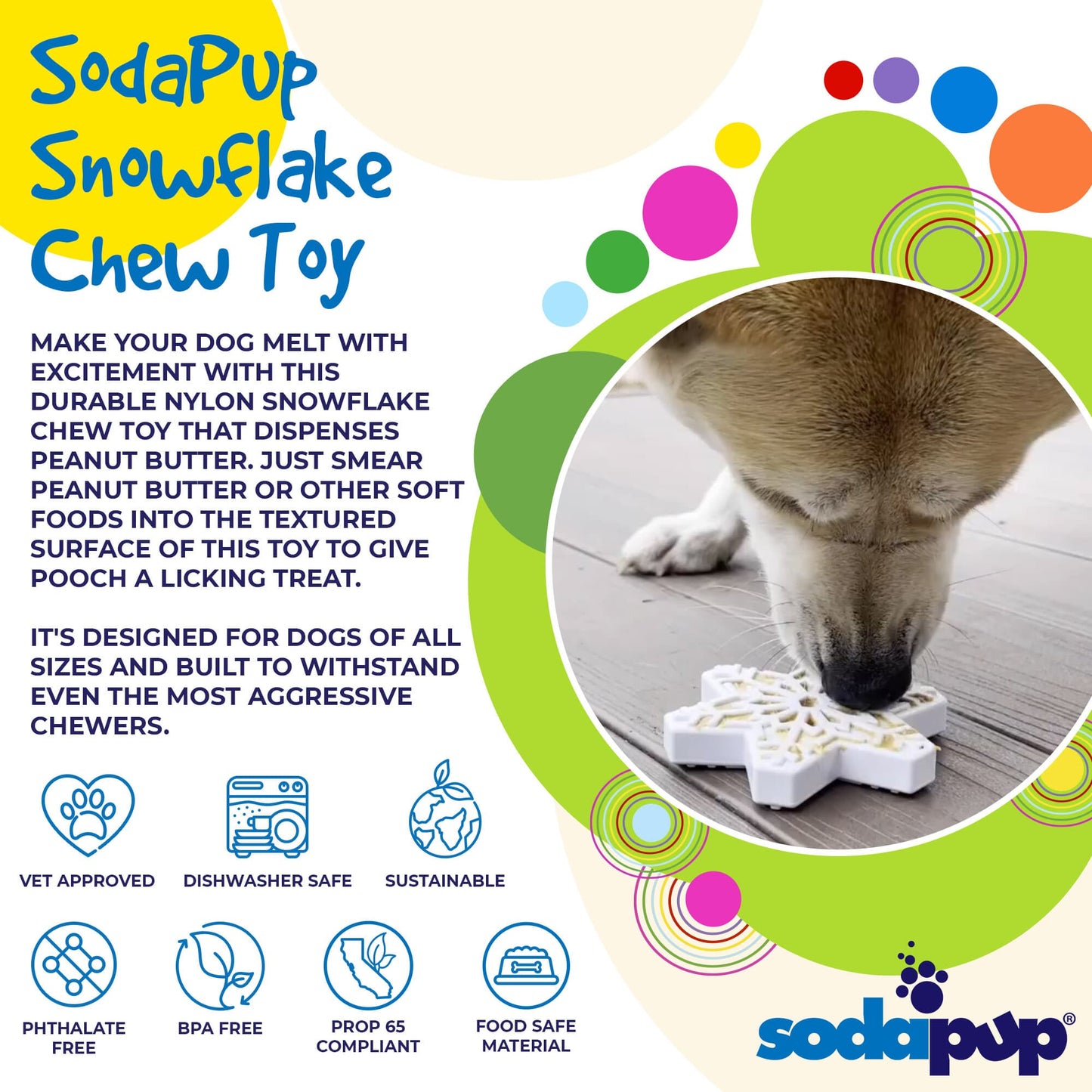 Snowflake Nylon Dog Chew Toy for Aggressive Chewers | USA Made & FDA Compliant Nylon Dog Toys SodaPup/True Dogs, LLC