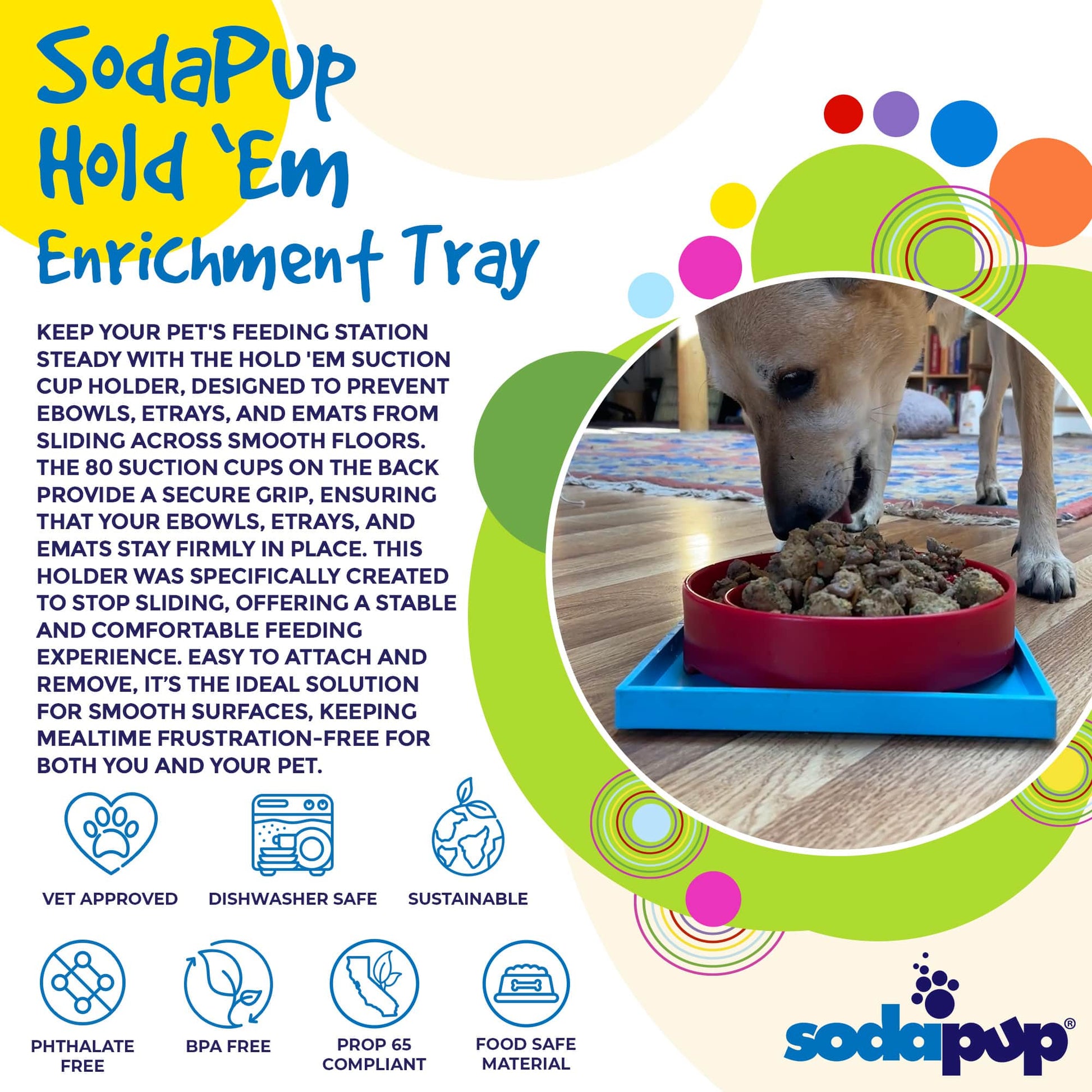 Hold 'em Suction Cup Holder for Dog Bowls & Lick Mats | USA Made EMAT SodaPup/True Dogs, LLC