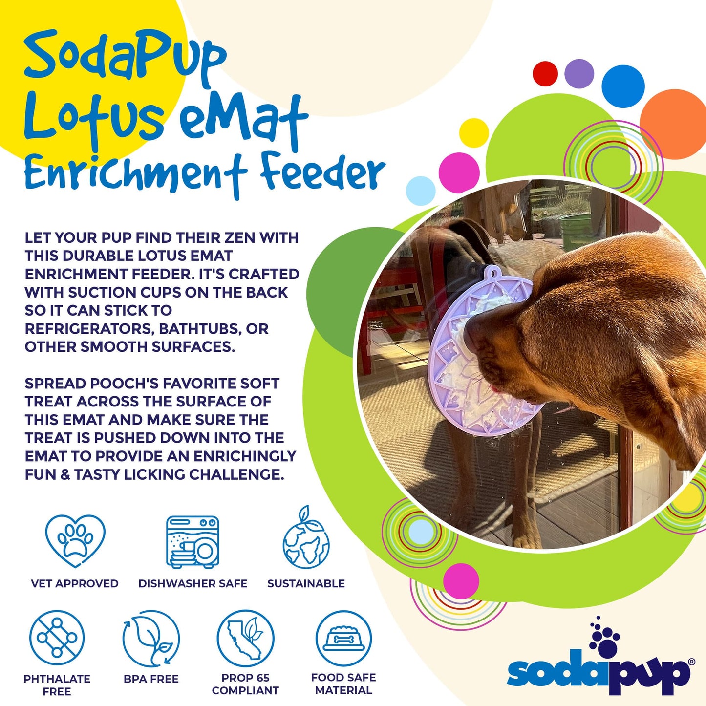 Lotus Design emat - Enrichment Lick Mat For Dogs and Cats - With Suction Cups | USA Made EMAT SodaPup/True Dogs, LLC