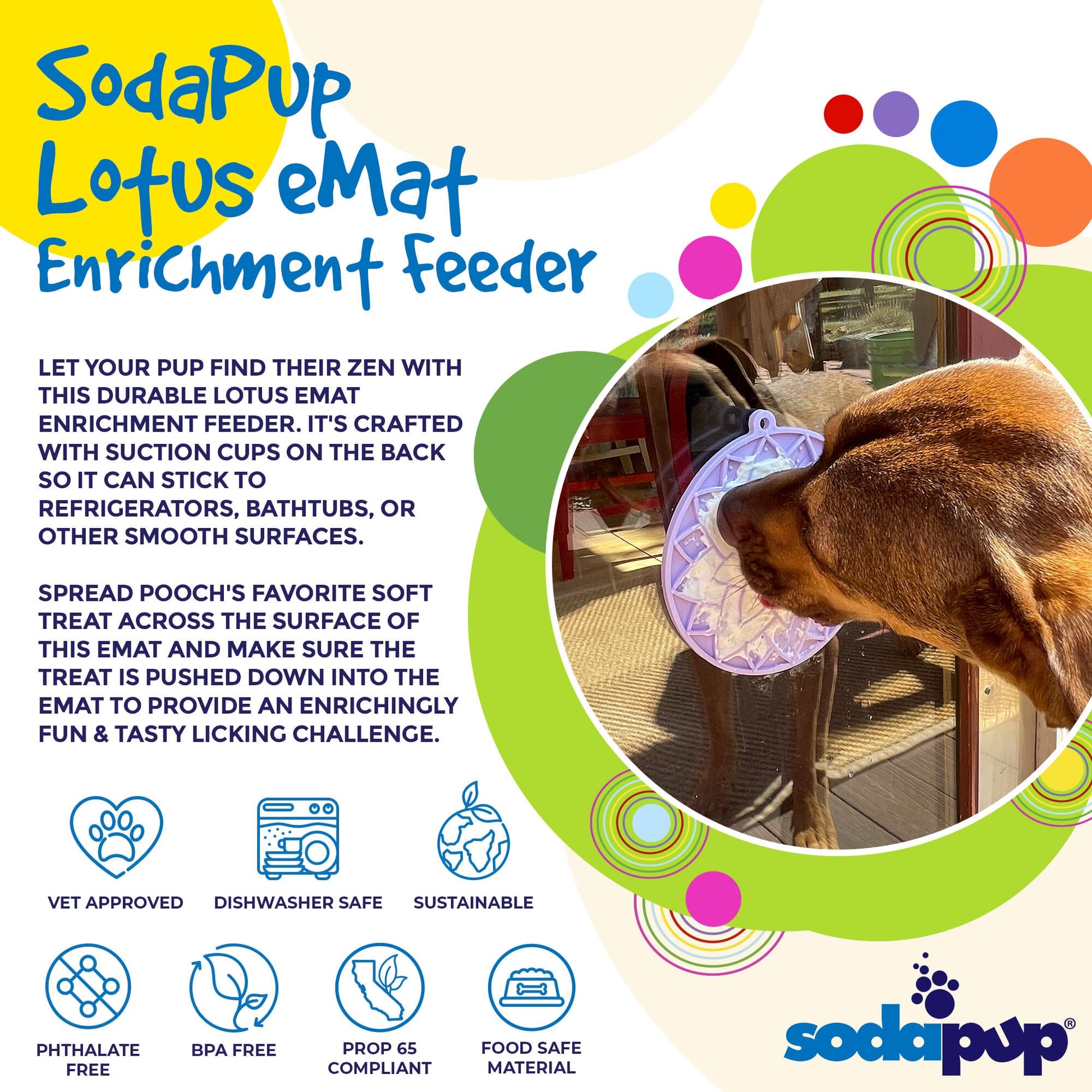 Lotus Design emat - Enrichment Lick Mat For Dogs and Cats - With Suction Cups | USA Made EMAT SodaPup/True Dogs, LLC
