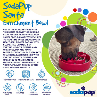 Santa Christmas eBowl Deep Slow Feeder Dog Bowl for Enrichment | USA Made EBOWL SodaPup/True Dogs, LLC