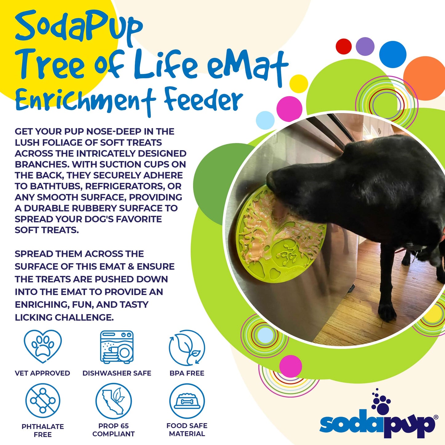 Tree of Life eMat - Enrichment Lick Mat For Dogs and Cats - With Suction Cups | Tree Design | USA Made EMAT SodaPup/True Dogs, LLC