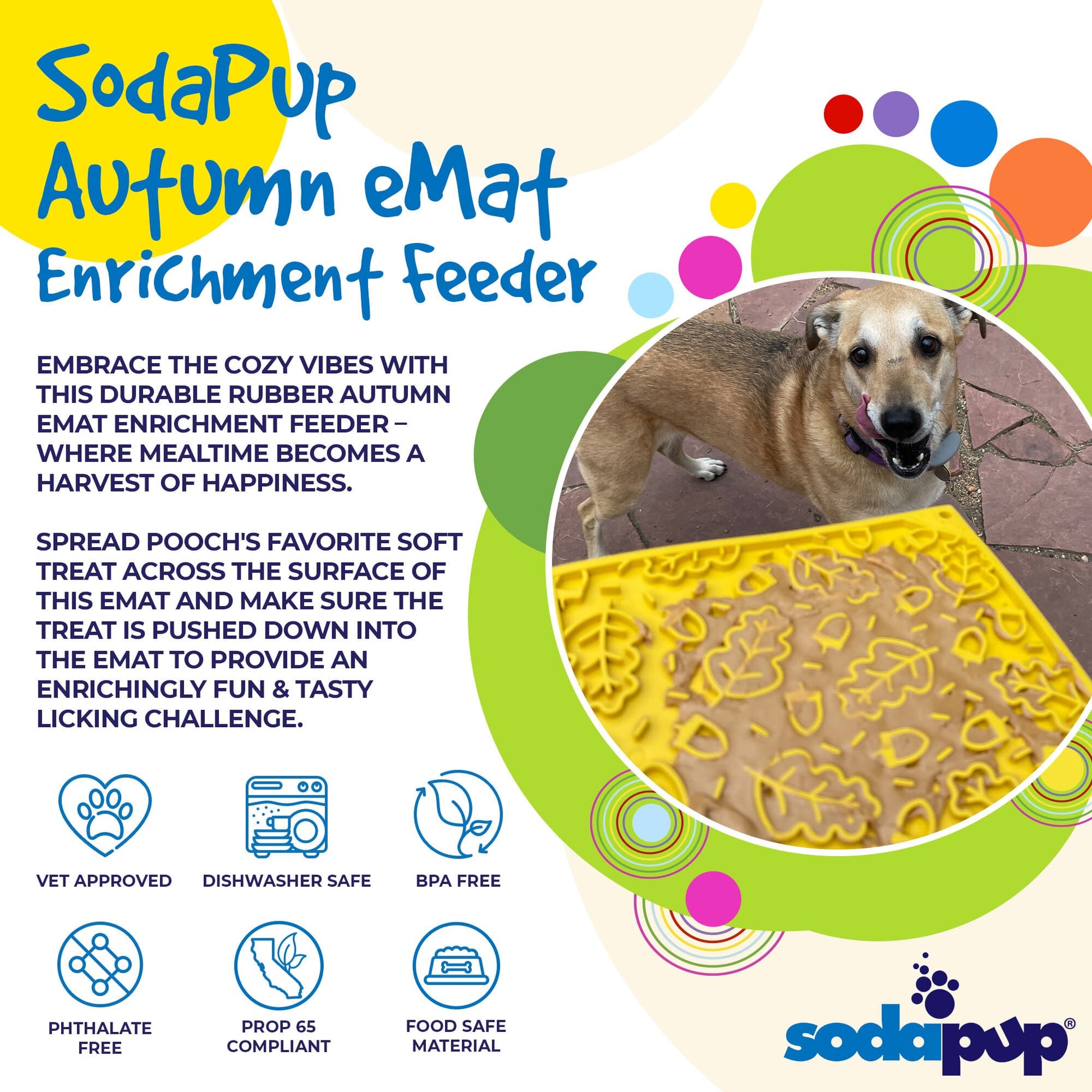 Autumn eMat - Enrichment Lick Mat For Dogs and Cats| Fall Leaves Design | SodaPup EMAT SodaPup/True Dogs, LLC