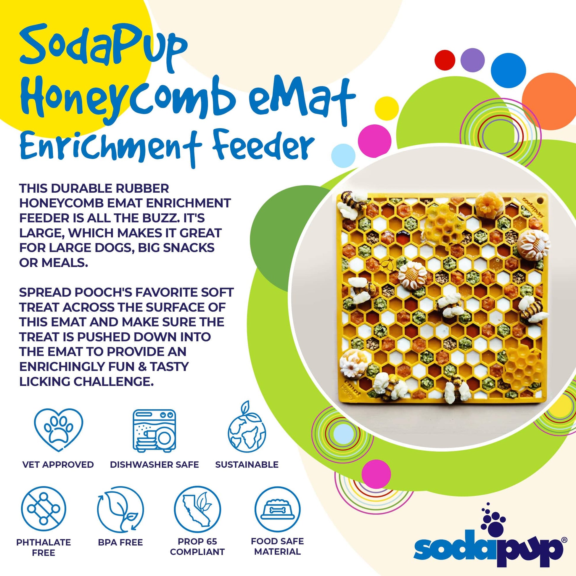 Honeycomb eMat - Enrichment Lick Mat for Dogs and Cats | eMat Enrichment Toy for Anxiety Relief | SodaPup EMAT SodaPup/True Dogs, LLC